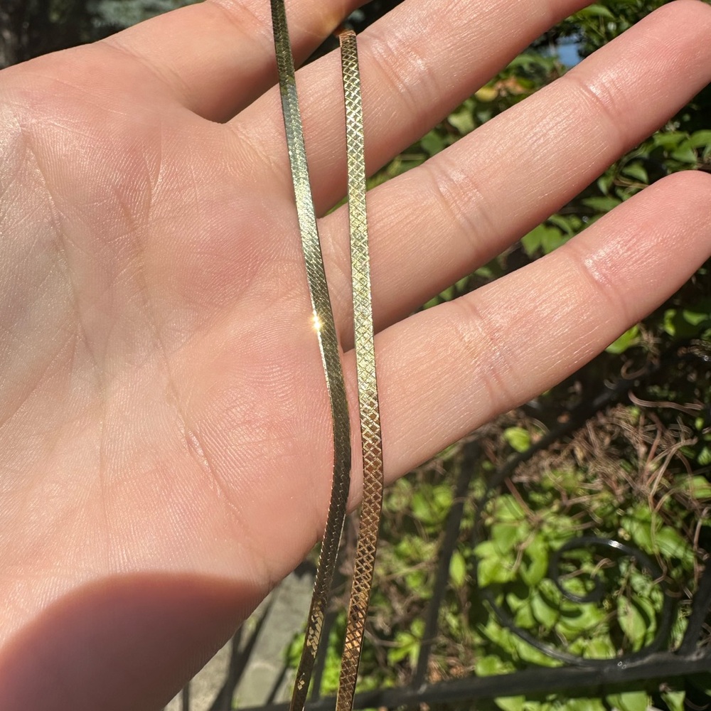 14k Solid Gold Herringbone Necklace